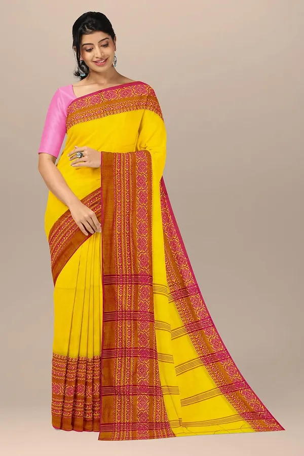 Yellow_Begampur_Handloom_Designer_Cotton_Saree