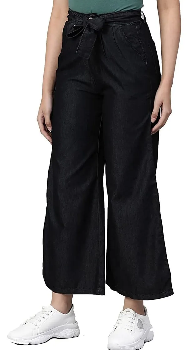 Regular_Denim_Plazzo_For_Women_|_Black