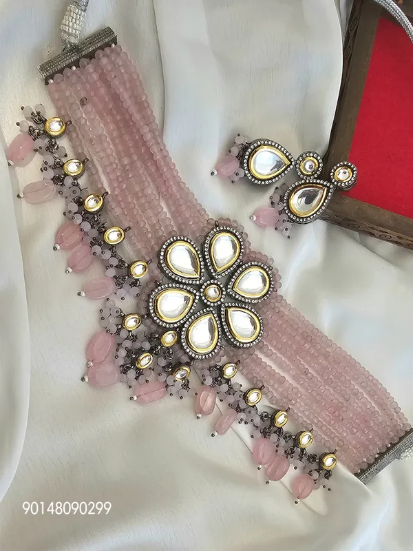 Gold_plated_pink_stone_choker_Set