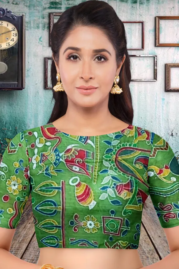 Red_Madhubani_Cotton_Silk_Printed_Saree