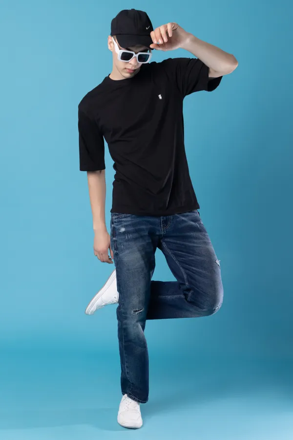Black_Cotton_Blend_Printed_Round_Neck_Soft_T-Shirt_For_Men