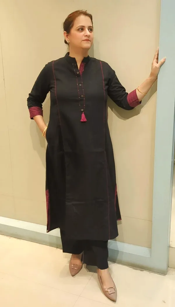 Black_2_Piece_Cotton_Kurta_Plazzo_Set