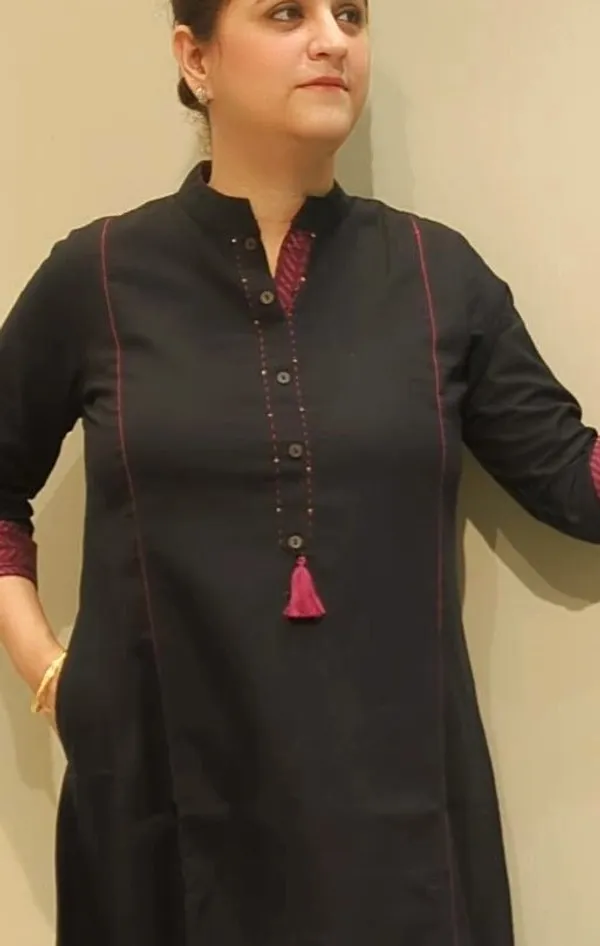 Black_2_Piece_Cotton_Kurta_Plazzo_Set