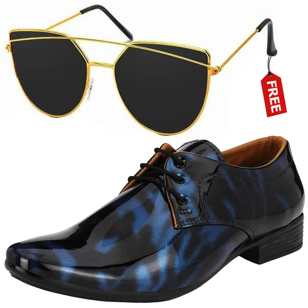 Black_Blue_PU_Premium_Lace-Up_Shoes_With_Free_Sunglasses_For_Men_&_Boys
