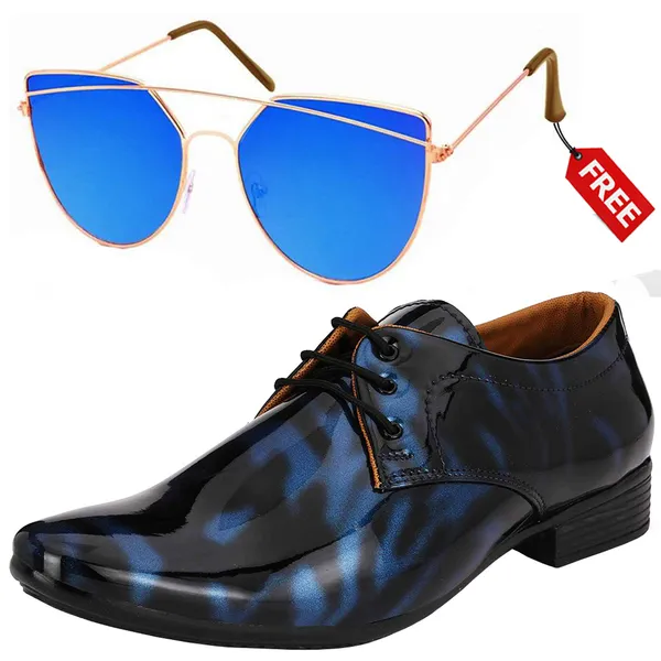 Black_Blue_PU_Premium_Lace-Up_Shoes_With_Free_Sunglasses_For_Men_&_Boys