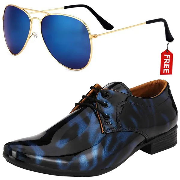 Black_Blue_PU_Premium_Lace-Up_Shoes_With_Free_Sunglasses_For_Men_&_Boys