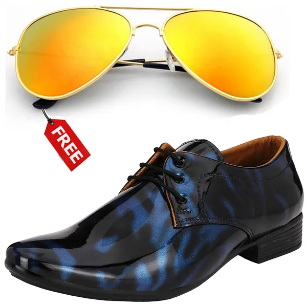 Black_Blue_PU_Premium_Lace-Up_Shoes_With_Free_Sunglasses_For_Men_&_Boys