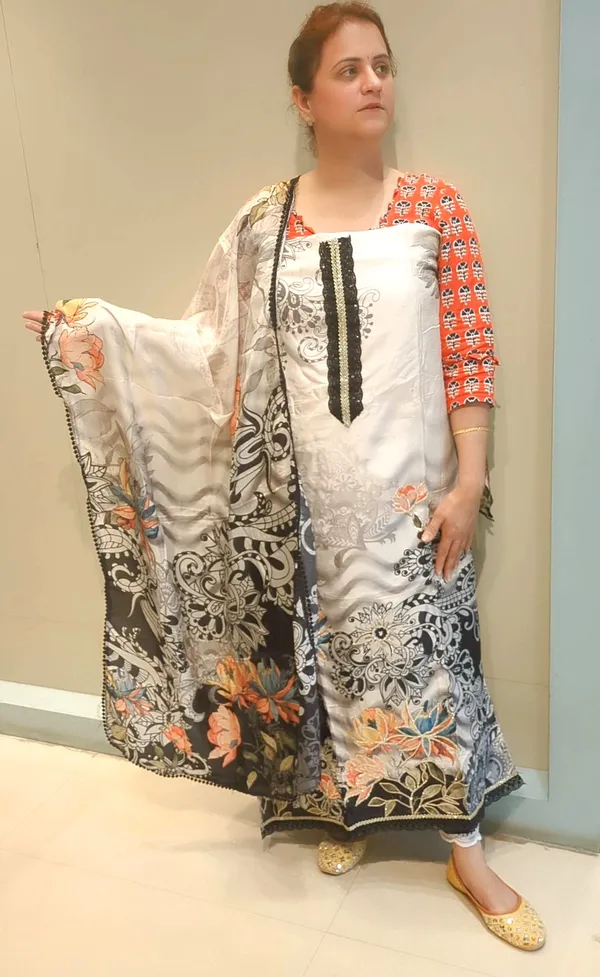 Cream_Black_Muslin_Un-Stitched_Suit_For_Women