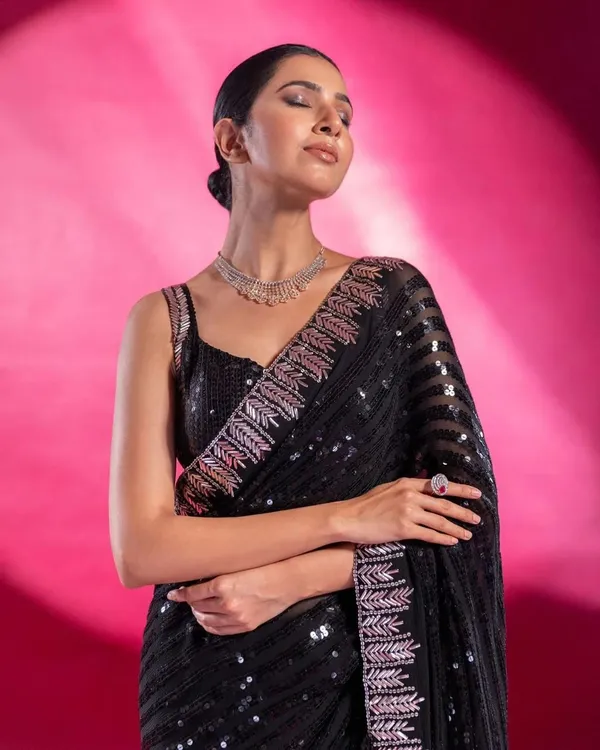Black_Designer_faux_Georgette_Sari