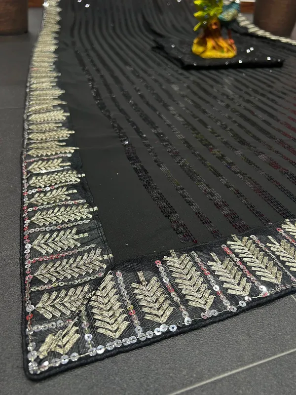 Black_Designer_faux_Georgette_Sari