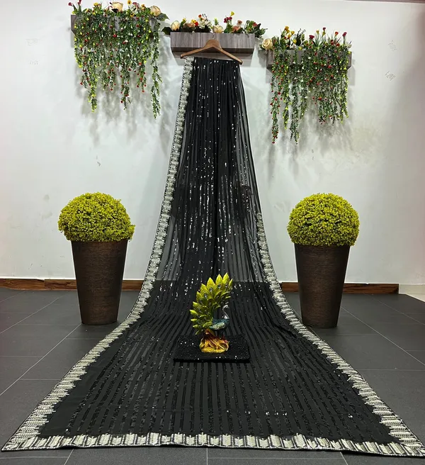 Black_Designer_faux_Georgette_Sari