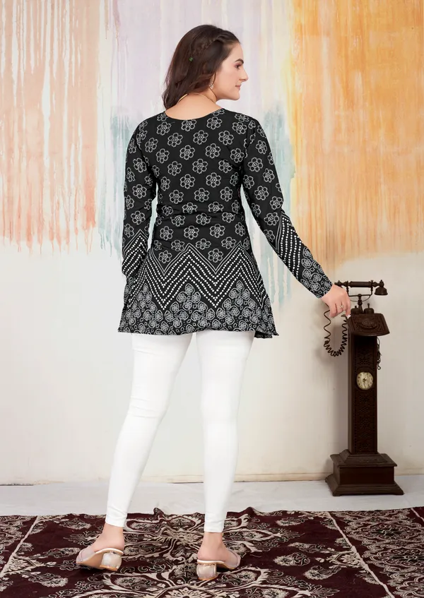 Black_Floral_Bandhani_Printed_Short_Kurtis
