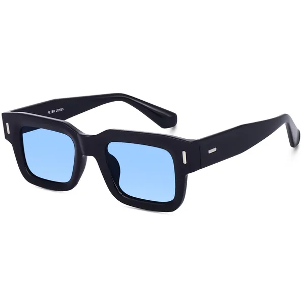 Black_Frame_Blue_Lenses__Large_Square_UV/UB_Protected_Sunglasses_(3688TB)_-_For_Unisex