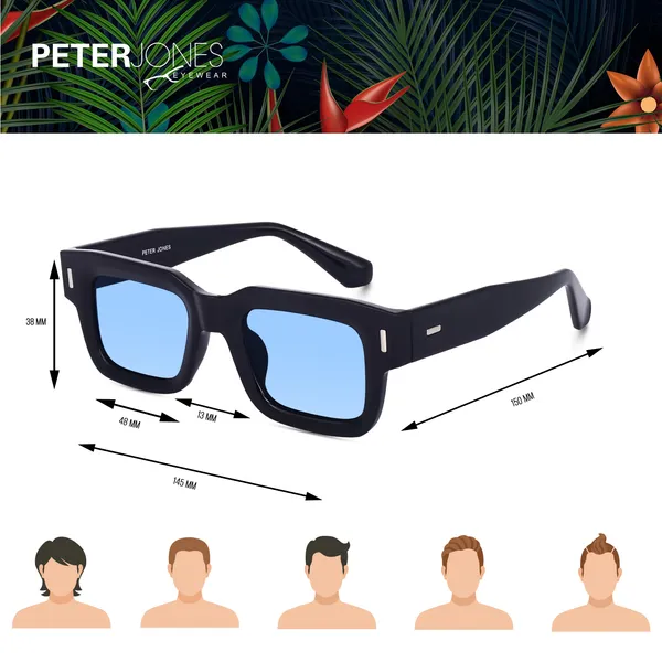 Black_Frame_Blue_Lenses__Large_Square_UV/UB_Protected_Sunglasses_(3688TB)_-_For_Unisex