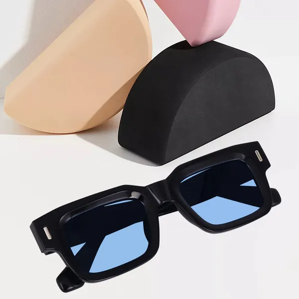 Black_Frame_Blue_Lenses__Large_Square_UV/UB_Protected_Sunglasses_(3688TB)_-_For_Unisex