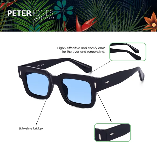 Black_Frame_Blue_Lenses__Large_Square_UV/UB_Protected_Sunglasses_(3688TB)_-_For_Unisex