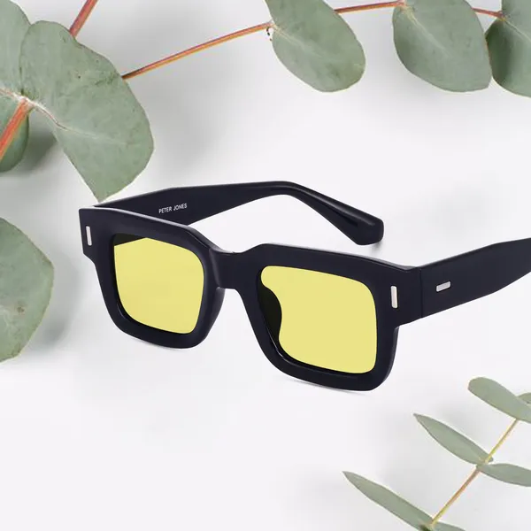 Black_Frame_Yellow_Lenses_Large_Square_UV/UB_Protected_Sunglasses_(3688Y)_-_For_Unisex