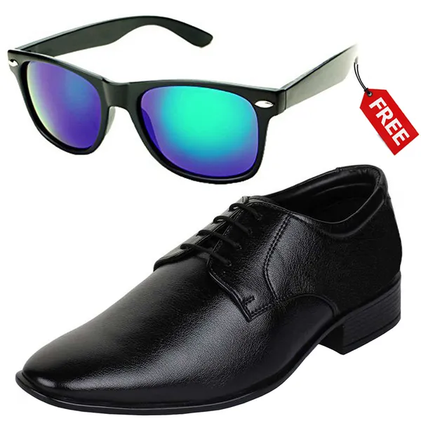 Black_PU_Premium_Lace-Up_Shoes_With_Free_Sunglasses_For_Men_&_Boys