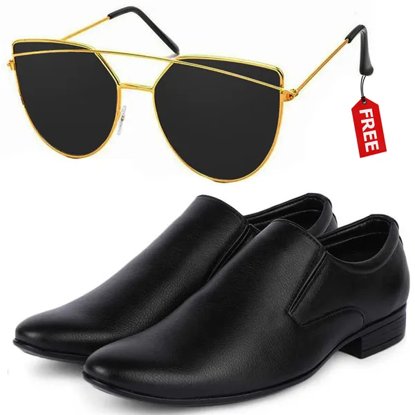 Black_PU_Premium_Lace-Up_Shoes_With_Free_Sunglasses_For_Men_&_Boys