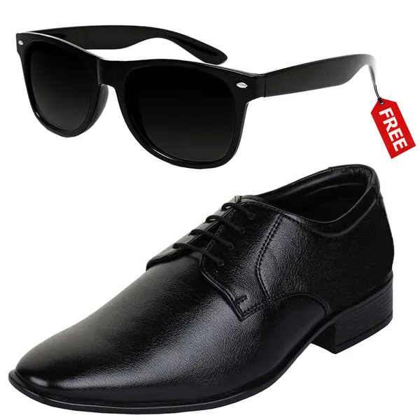 Black_PU_Premium_Lace-Up_Shoes_With_Free_Sunglasses_For_Men_&_Boys