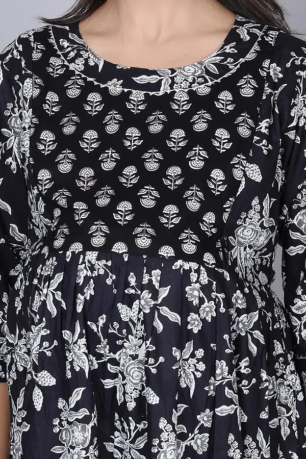 Black__Cotton_Maternity_And_Feeding_Kurti