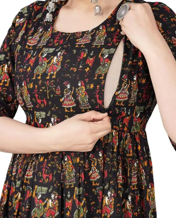 Black_blossom_Rayon_maternity_and_feeding_kurti