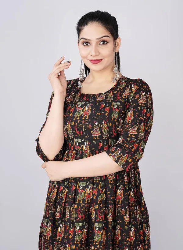 Black_blossom_Rayon_maternity_and_feeding_kurti