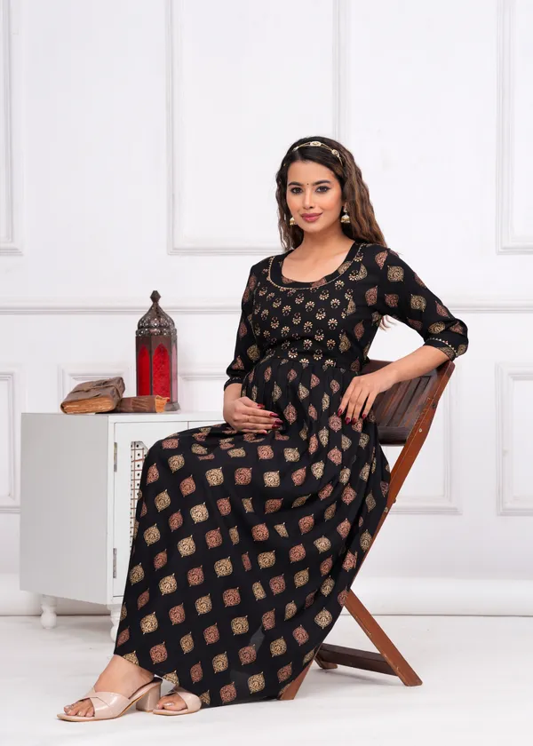 Black_Rayon__Maternity_And_Feeding_Kurti