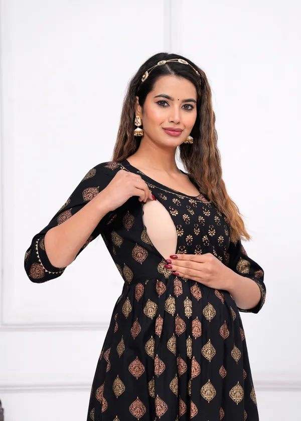 Black_Rayon__Maternity_And_Feeding_Kurti