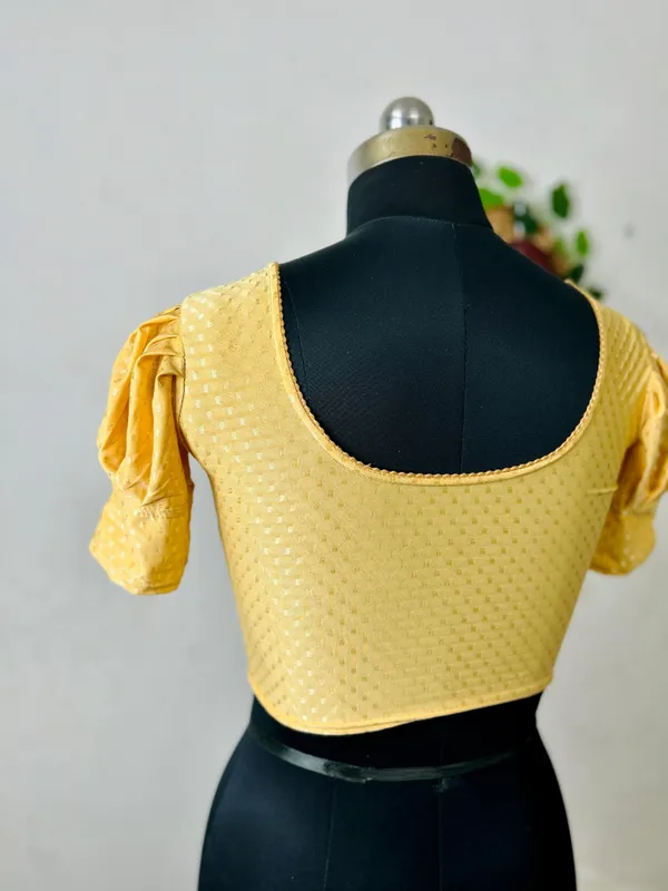 Gold_Round_Neck_Lycra_ready_made_stretchable_blouse