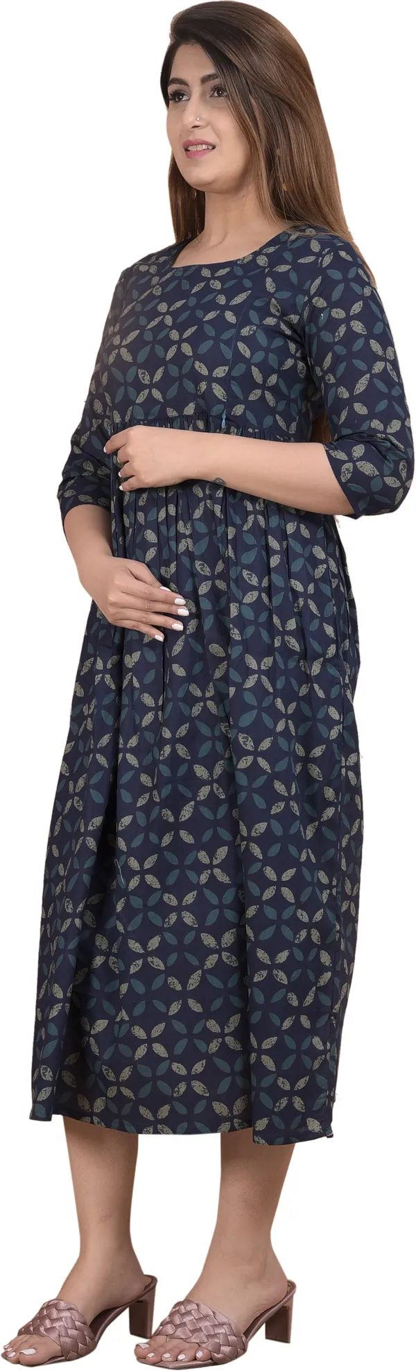 Maternity_Women_Fit_and_Flare_Blue_Dress