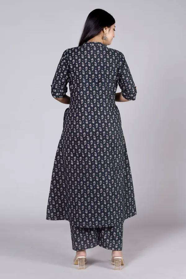 Blue_Cotton_Blend_Ethnic_Kurta_And_Pant_Set_For_Women