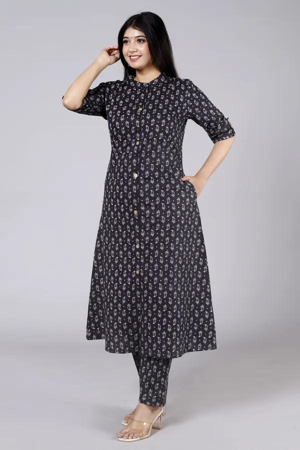 Blue_Cotton_Blend_Ethnic_Kurta_And_Pant_Set_For_Women