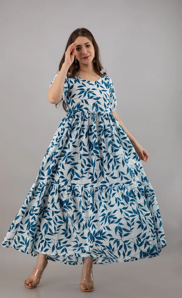 Maternity_Women_Fit_and_Flare_Blue_Dress