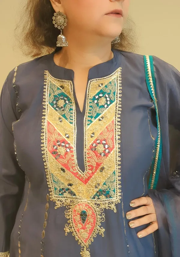 Blue_Muslin_Kurta_Pant_Set_For_Women