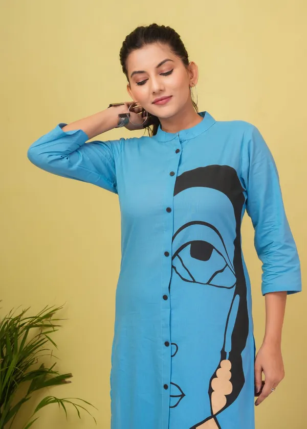 Sky_Blue_Cotton_Kurta_Pant_Co-Ord_Set_For_Women
