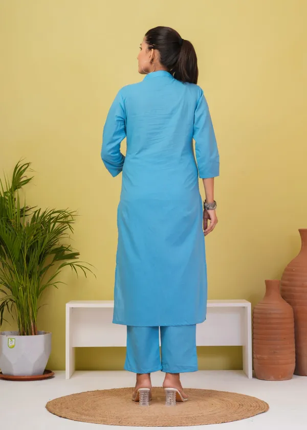 Sky_Blue_Cotton_Kurta_Pant_Co-Ord_Set_For_Women