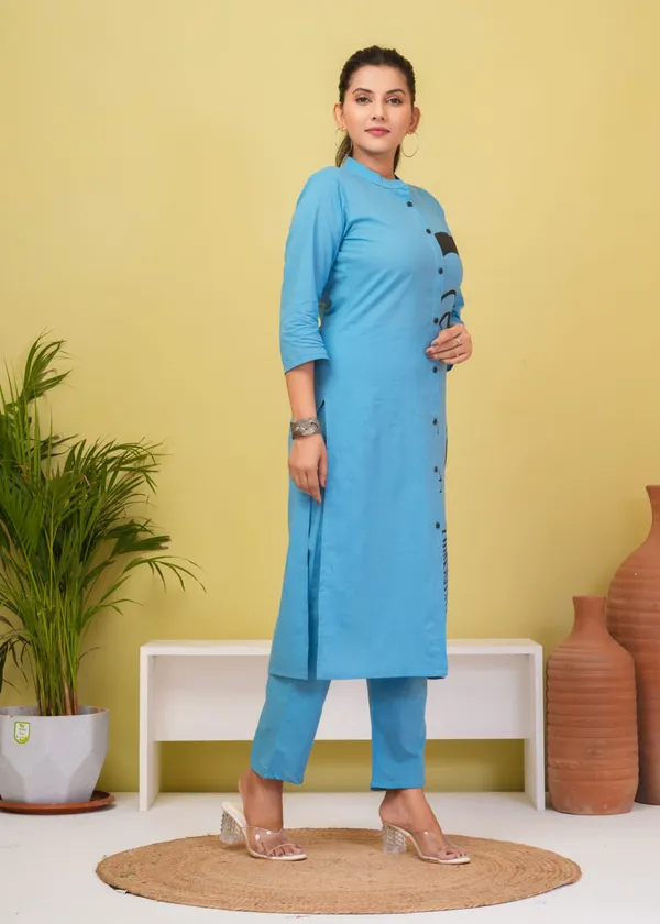 Sky_Blue_Cotton_Kurta_Pant_Co-Ord_Set_For_Women