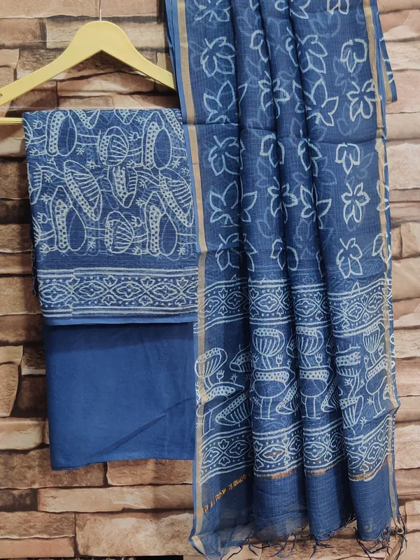 Hand_Printed_Blue_Traditional_Hand_Block_Kota_Doria_Suit_Set_For_Women