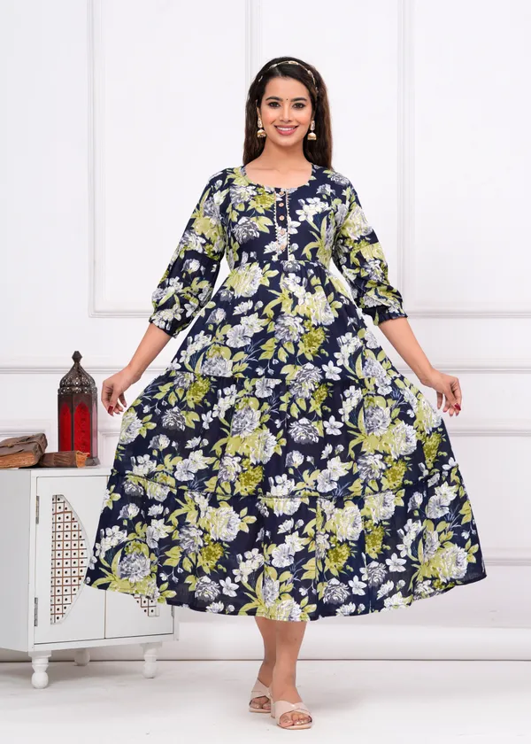 Blue_Floral_Cotton__Maternity_And_Feeding_Kurti