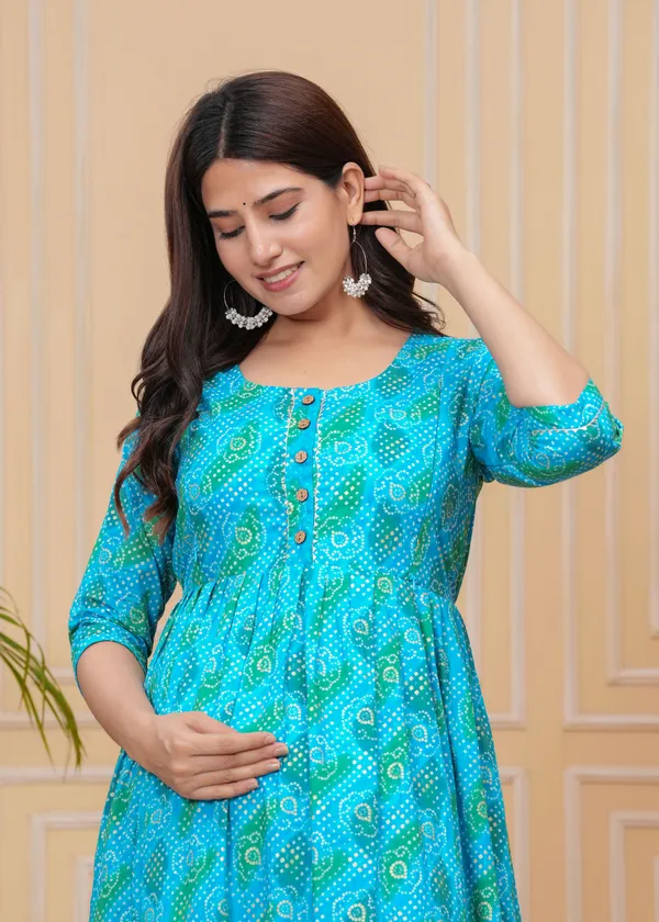 Blue_lossen_Cotton_Maternity_And_Feeding_Kurti