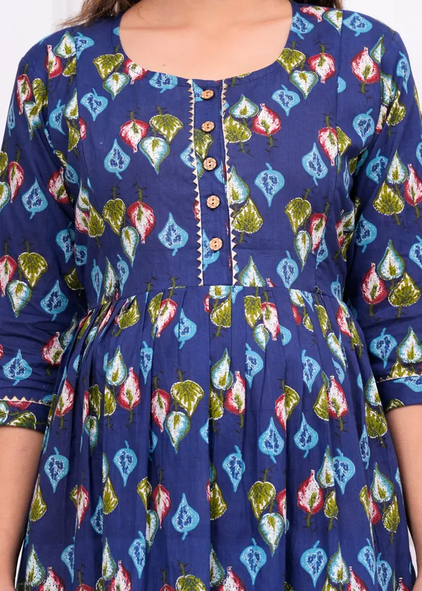Blue_Multi_Dote_Cotton_Maternity_And_Feeding_Kurti