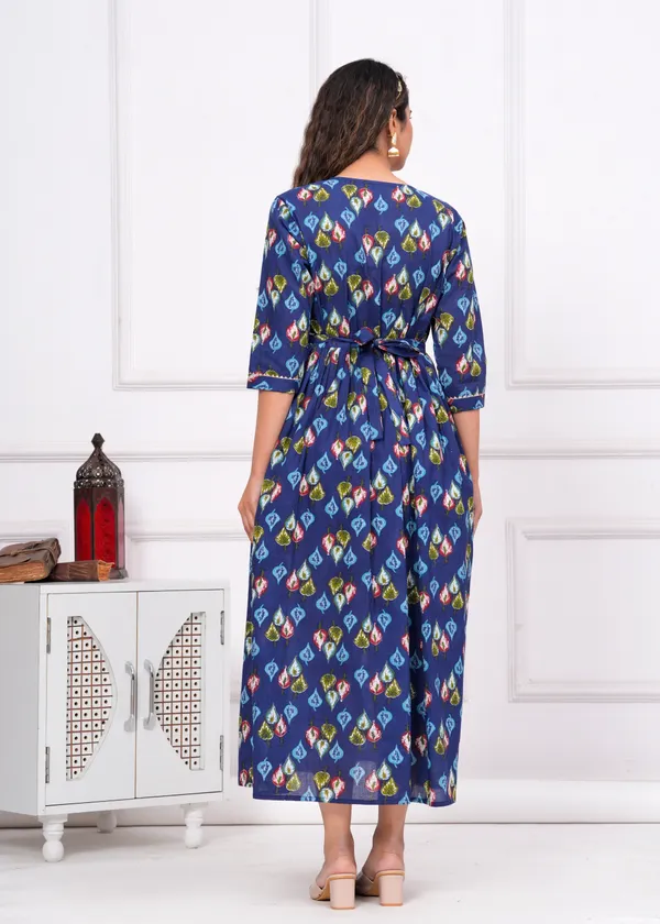 Blue_Multi_Dote_Cotton_Maternity_And_Feeding_Kurti
