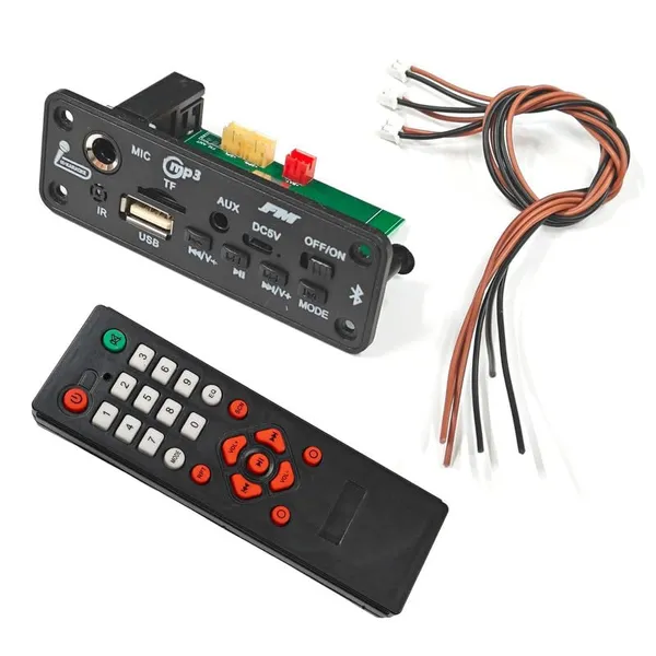 Bluetooth FM USB AUX Card MP3 Stereo Audio Amplifier Module with Mic Support and IR Remote Control for Music System and Home