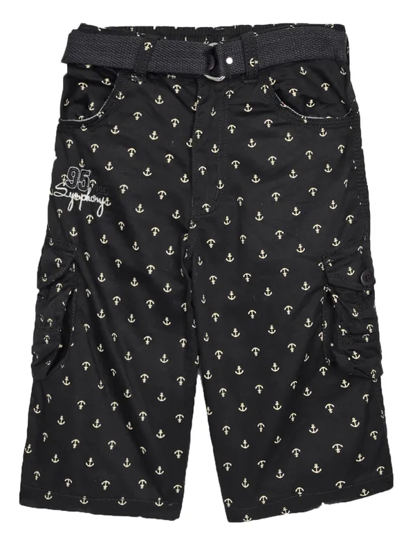 Printed_Flat-Front_Cargo_Shorts_for_Boys__|_Black