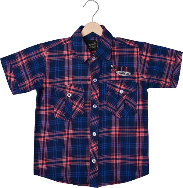 Check__Boys_Checkered_Casual_Pink_Shirt