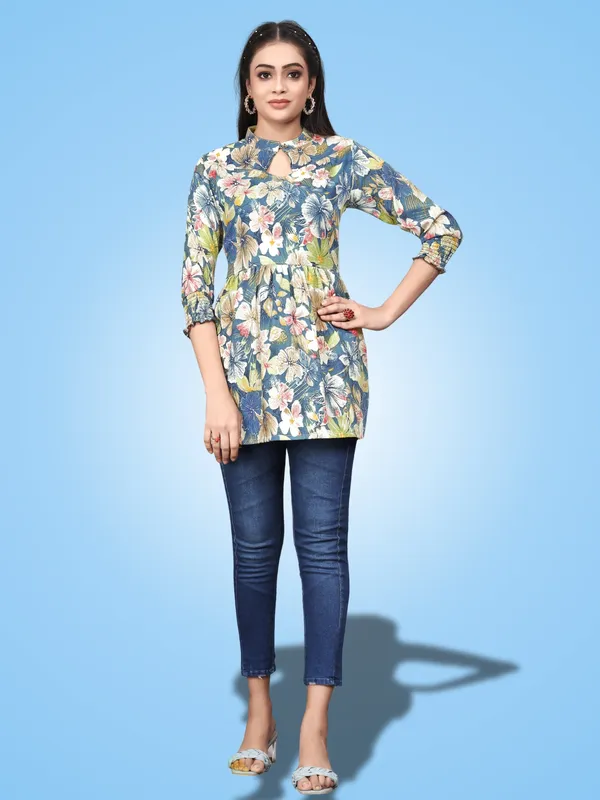 Blue_Classic_Rayon_Solid_Trendy_Tops