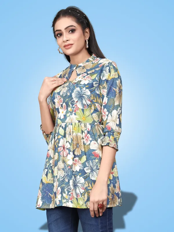Blue_Classic_Rayon_Solid_Trendy_Tops