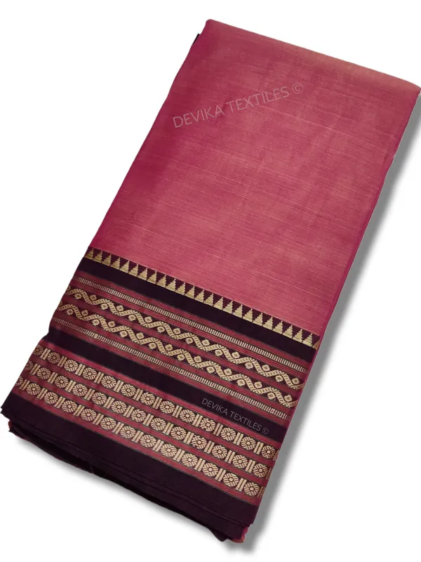 Brick_Red_Orissa_Border_Narayanpet_Pure_Handloom_Cotton_Sarees_with_Running_blouse_piece
