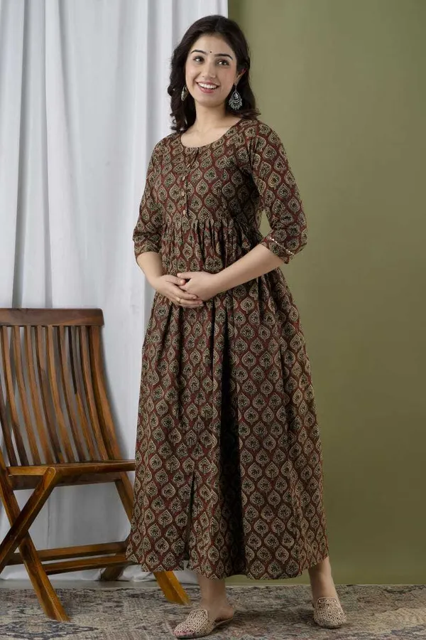 Brown_Cotton_Maternity_And_Feeding_Gown__By_Nevisha_Style